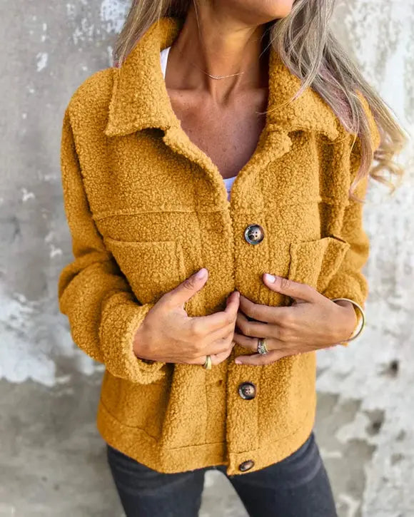 Veste en Tissu Sherpa avec Clo à Revers (Profitez 55% Off🎁)