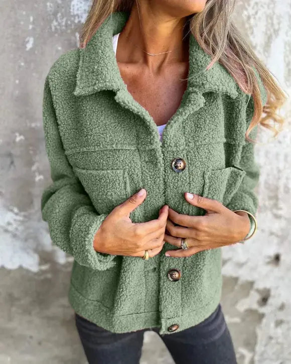 Veste en Tissu Sherpa avec Clo à Revers (Profitez 55% Off🎁)