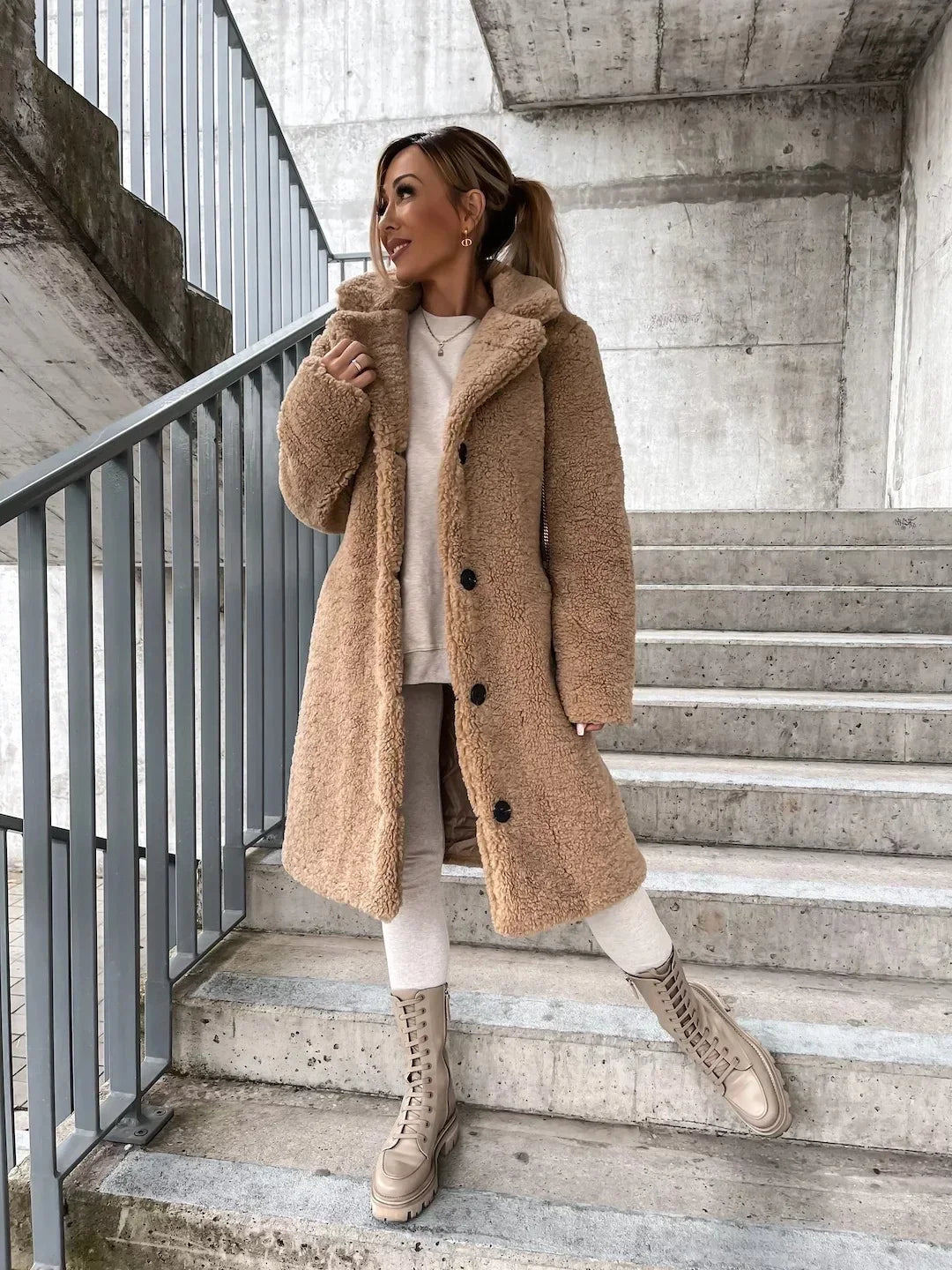 Manteau long en laine d'agneau